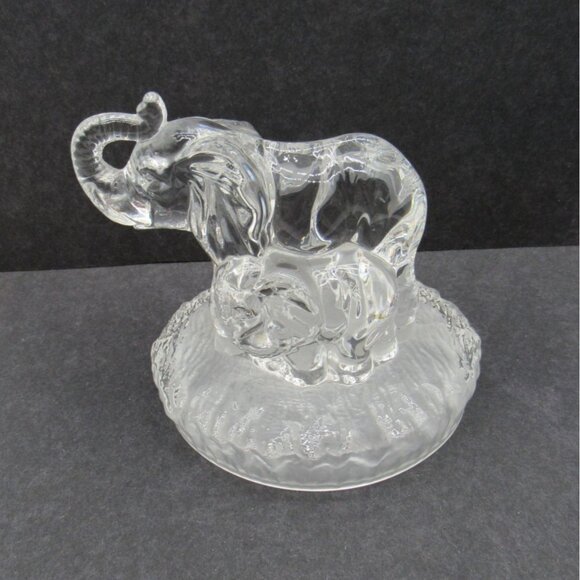Crystal ELEPHANT Mom and BABY Calf Figurine on Frosted Base Vintage - Picture 5 of 11